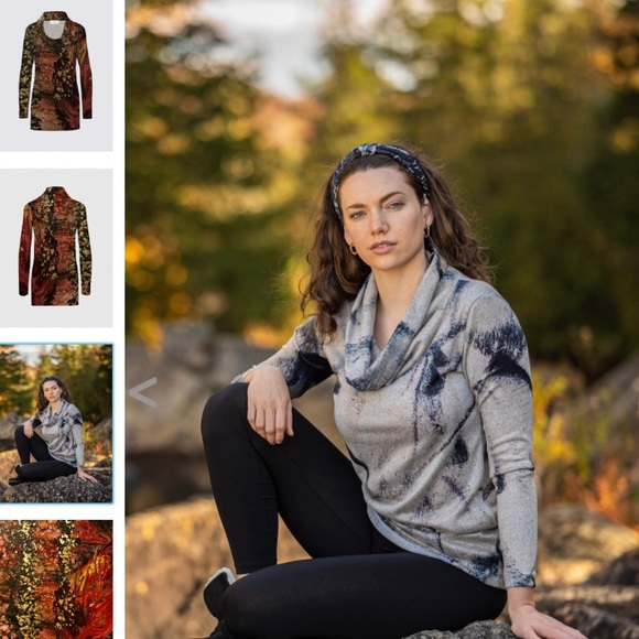 Le Galeriste Mis Tunic in sweater knit California wild fires design - Picture 4 of 4